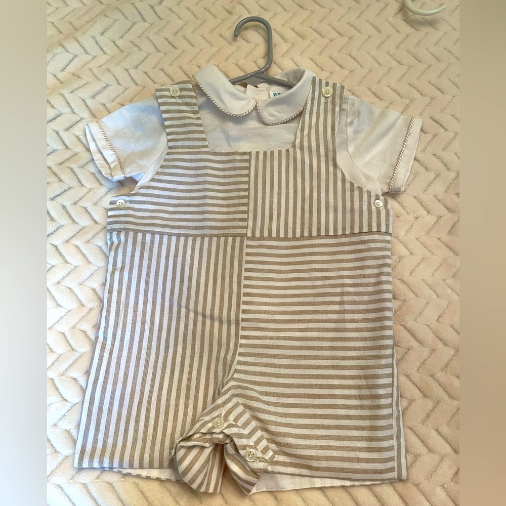Luli & Me tan striped linen blend Jon Jon